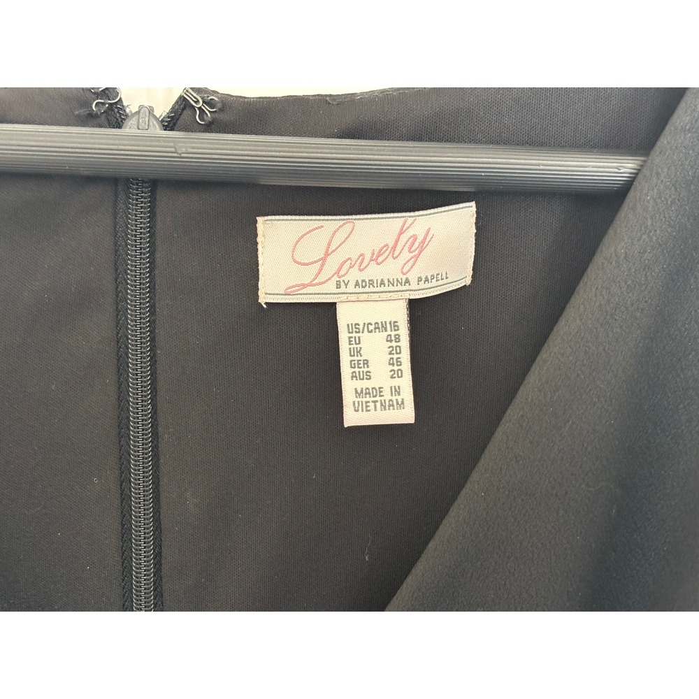 Adrianna Papell Lovely A‎ Line Sleeveless Black Cocktail Dress Size 16 - Picture 3 of 5